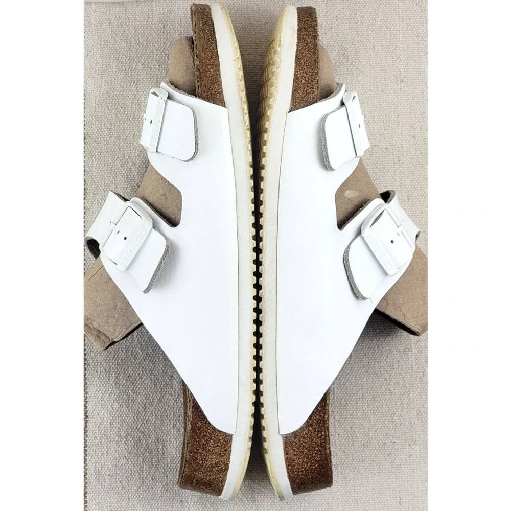 Birkenstock Arizona Unisex Sandals Slides Shoes Birko-Flor White EU45 USM 12